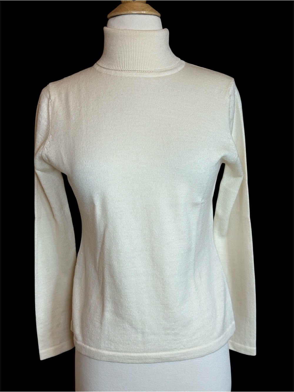 Vintage 90s Ann Taylor Merino Wool Turtleneck Sweater Ivory Quiet Luxury size S